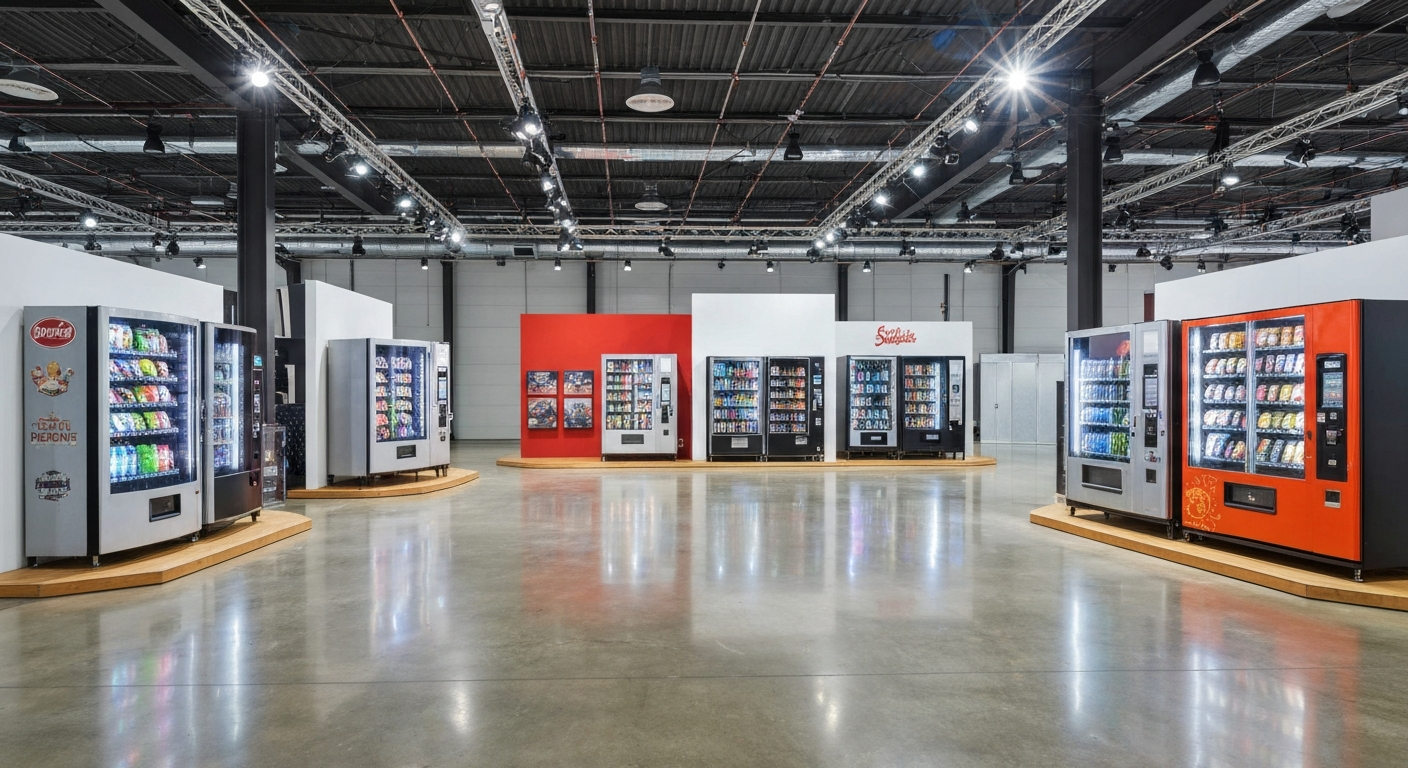 Showroom présentant les cinq meilleurs fournisseurs de distributeurs automatiques leaders sur le marché français