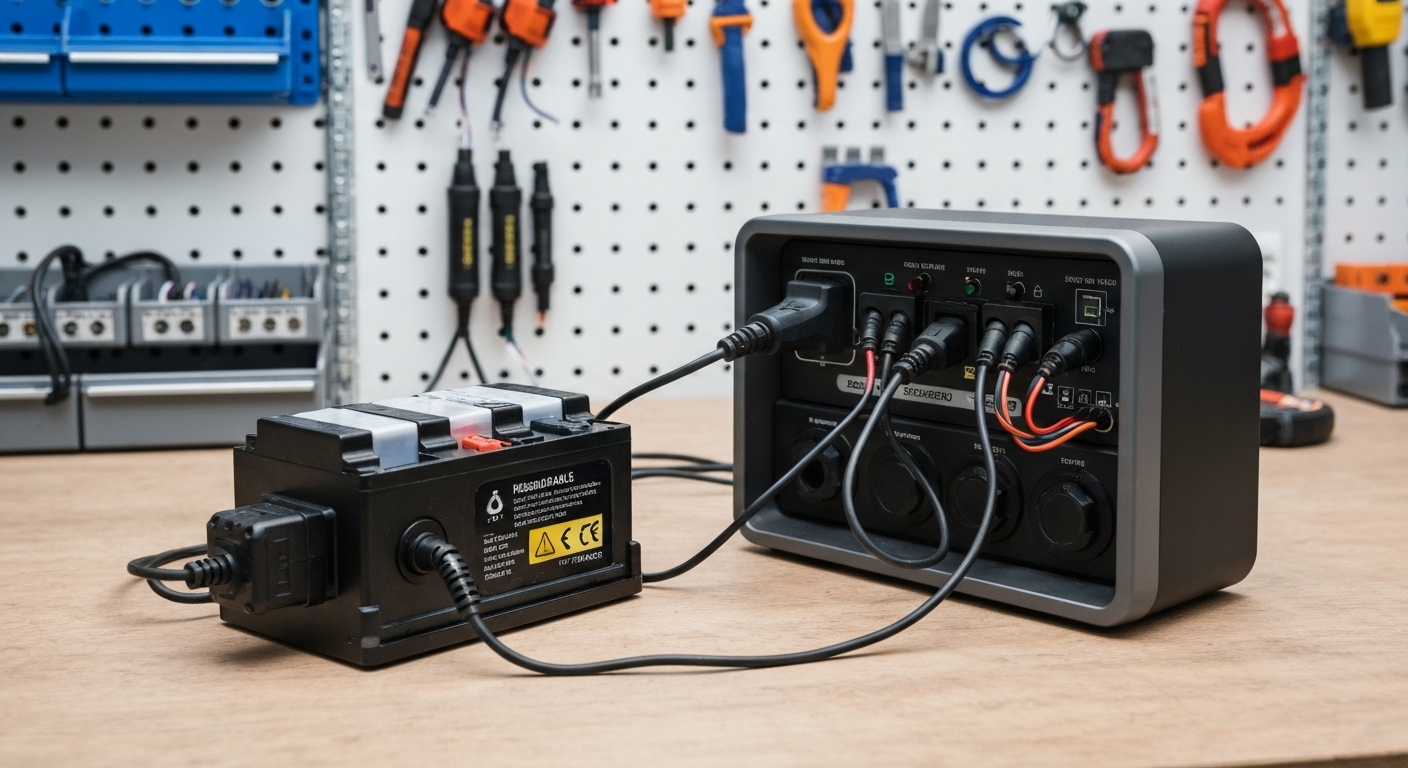 Batterie de tondeuse radiocommandée en cours de charge pour résoudre problèmes électriques