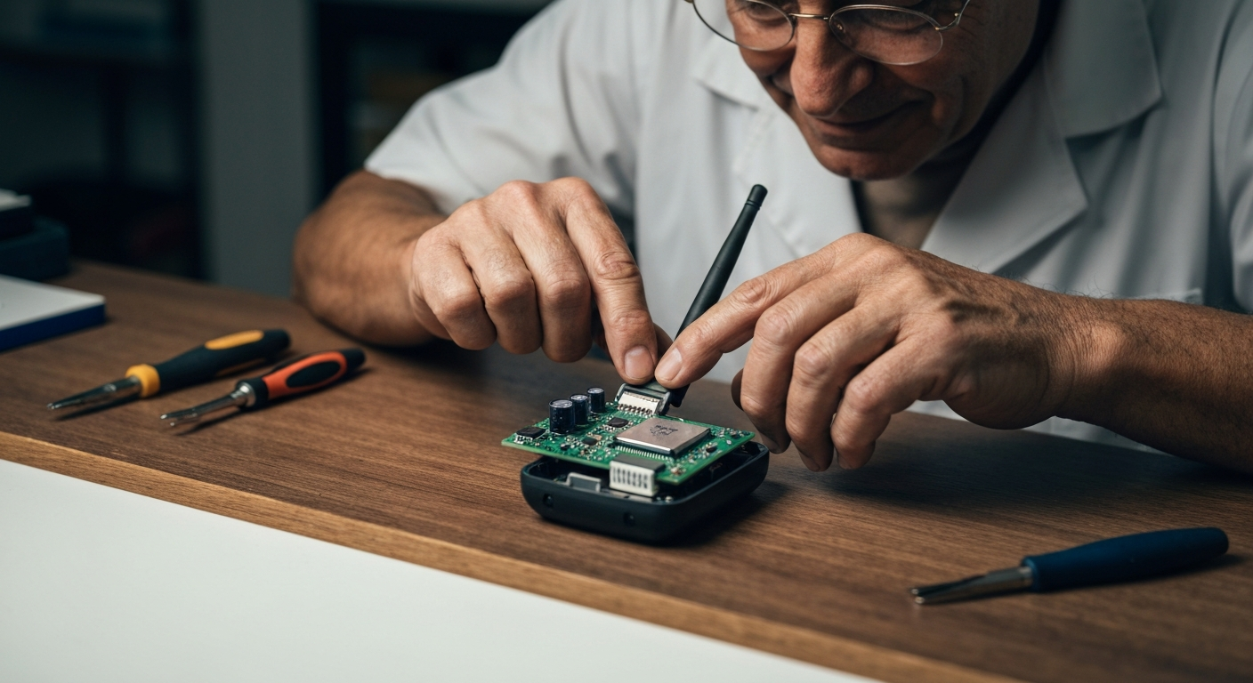 Réparation de télécommande de tondeuse radiocommandée avec circuit électronique visible