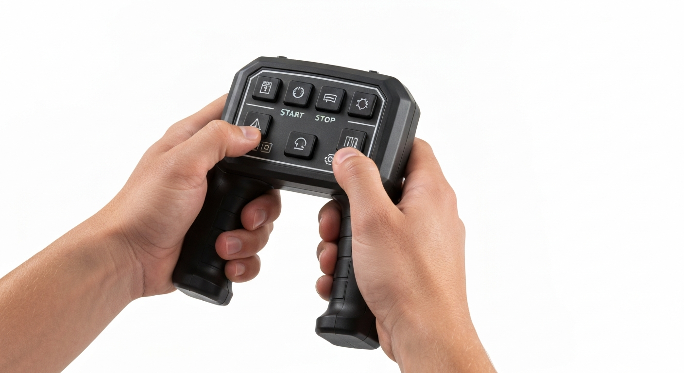 Télécommande de tondeuse robotique montrant les systèmes de contrôle et sécurité pour bien choisir