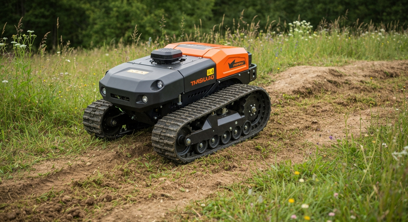 Tondeuse télécommandée à chenilles pour terrains difficiles parmi les nouveautés 2025
