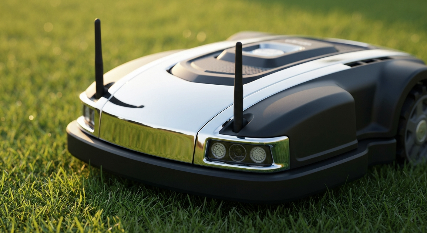 Détail des technologies GPS et capteurs intelligents d'une nouveauté tondeuse télécommandée 2025