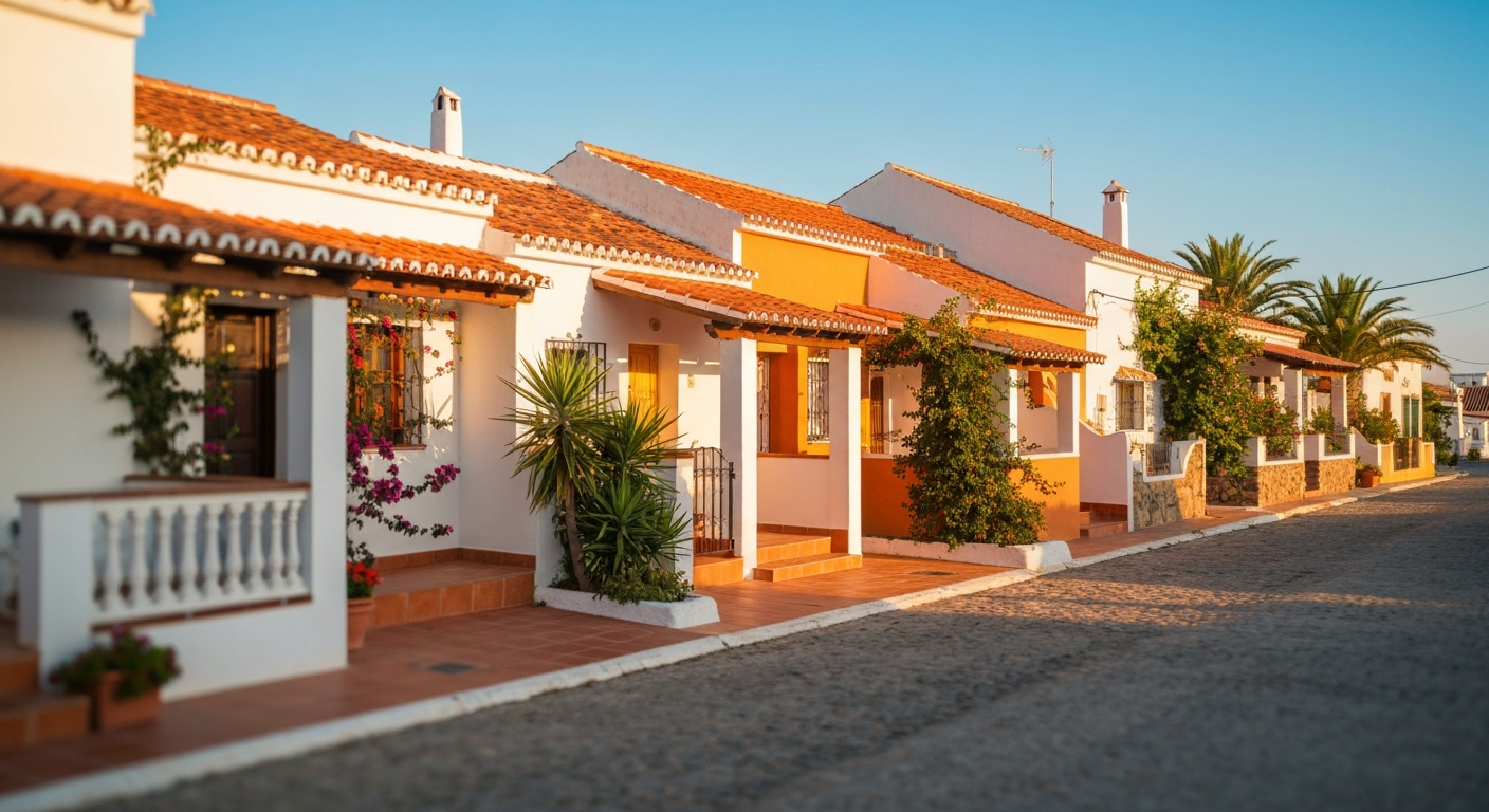 Rangée de maisons méditerranéennes illustrant l'analyse des prix immobiliers dans les villes du sud pour le télétravail