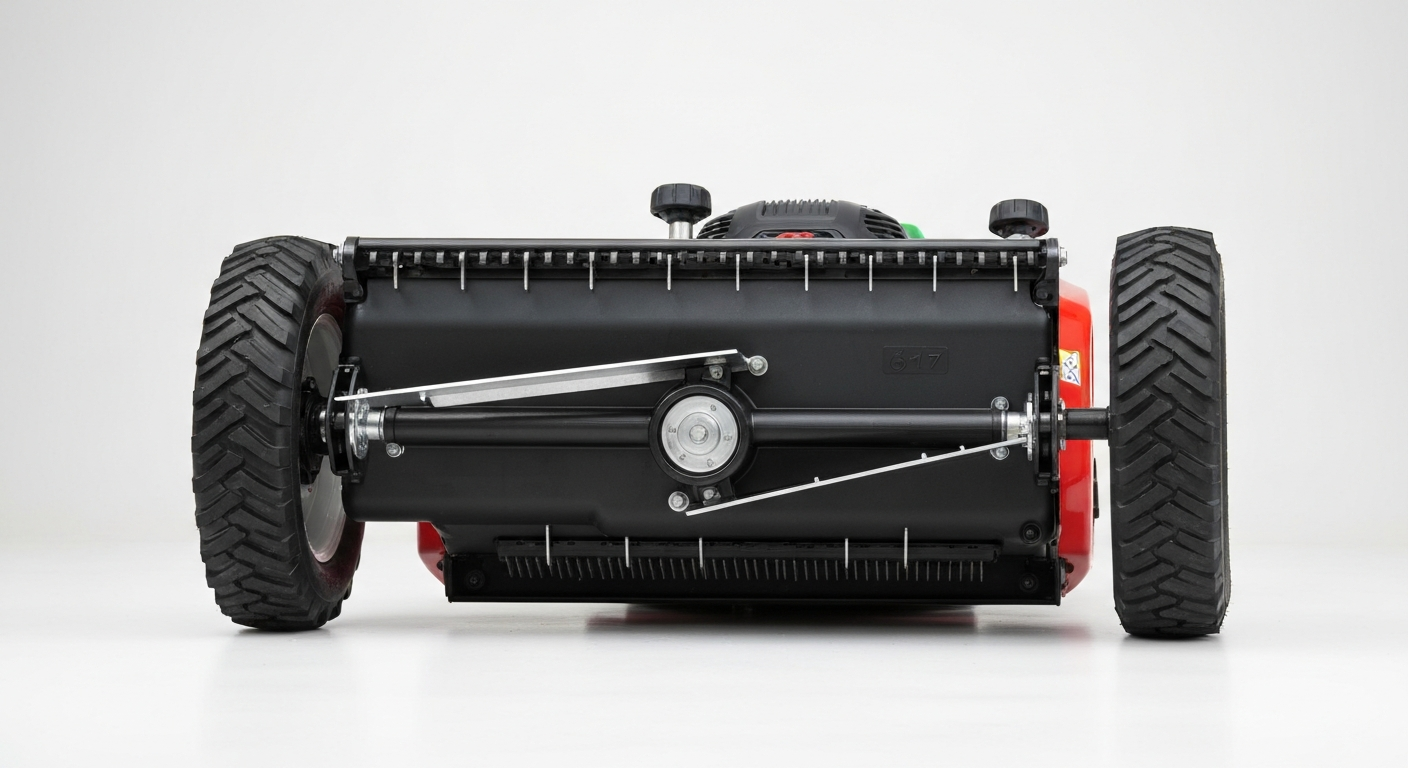 Plateau de coupe et système de lames d'une tondeuse télécommandée, caractéristiques techniques de performance