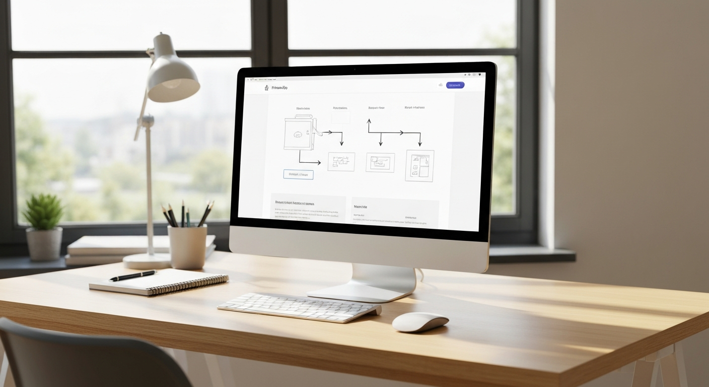 Écran d'ordinateur montrant l'arborescence et structure de navigation d'un site internet plombier optimisé