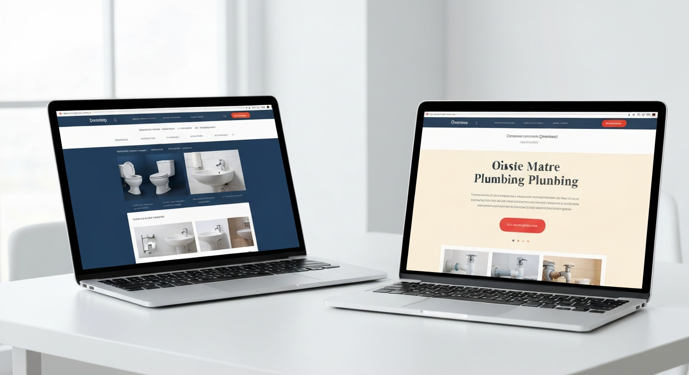 Comparaison entre site internet plombier basique et site optimisé pour la conversion d'appels clients