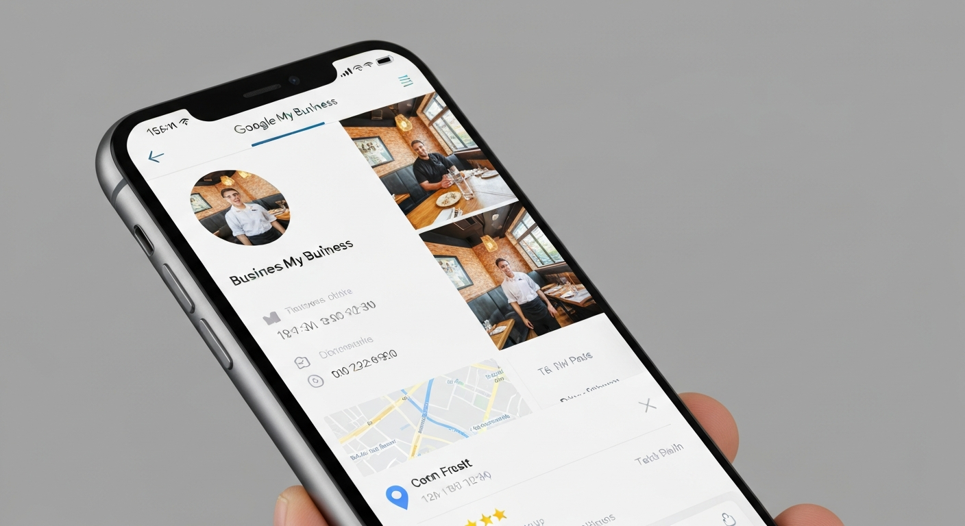 Optimisation des informations d'un profil Google My Business serrurier sur téléphone mobile