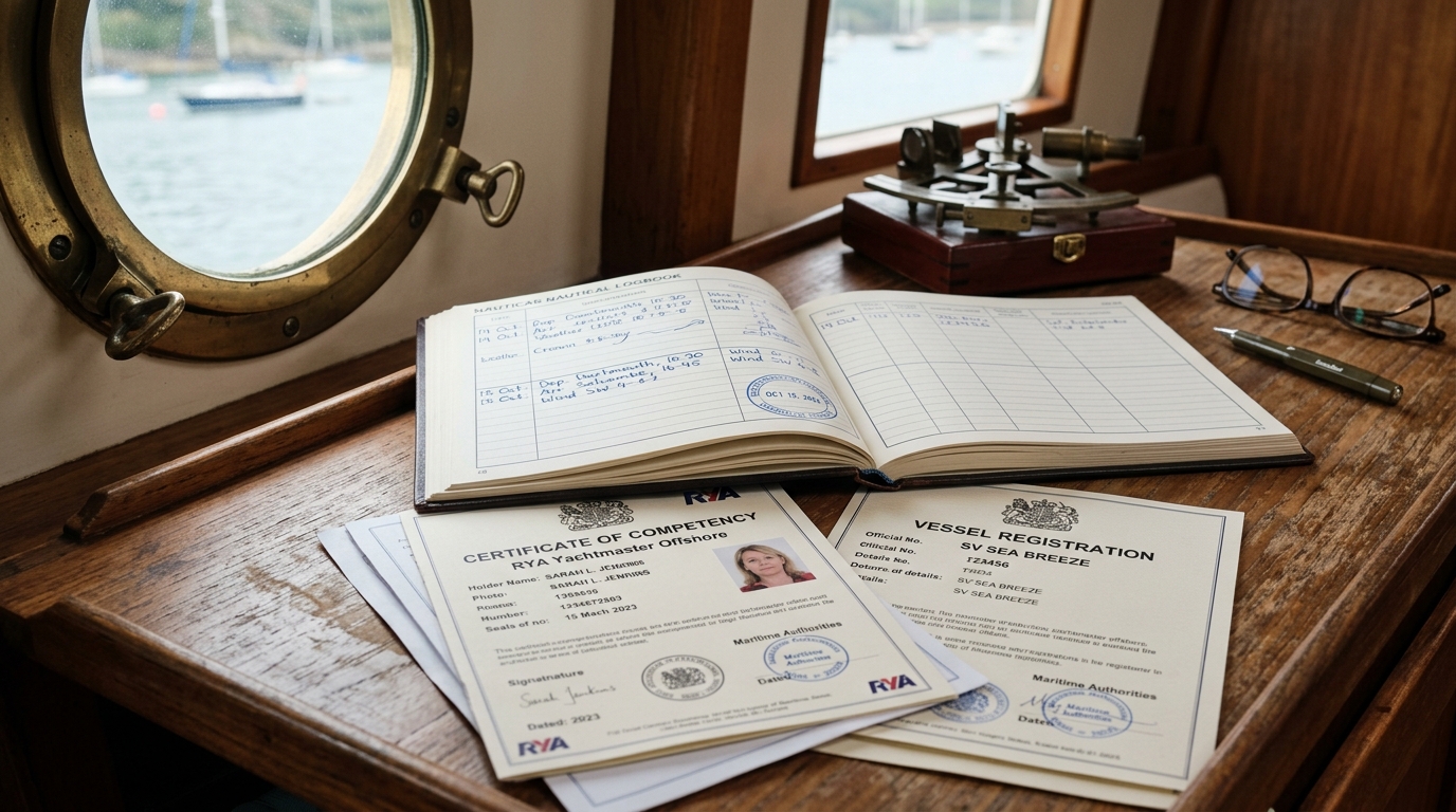 Documents de certification nautique et carnet de navigation pour choisir un skipper fiable pour un convoyage