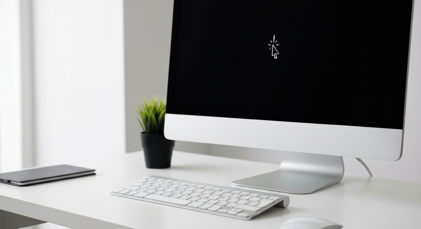 Écran d'ordinateur noir au démarrage illustrant les pannes informatiques courantes à Saint-Coulomb