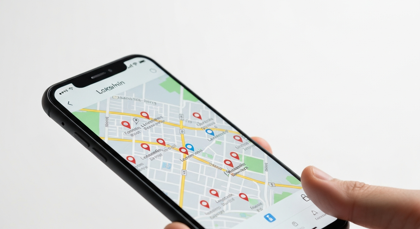 Smartphone affichant une carte avec géolocalisation des services de serrurerie locaux